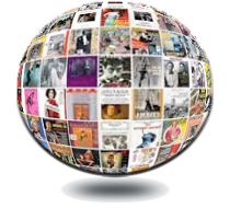 Globo ricoperto di copertine di riviste Globo ricoperto di copertine di riviste